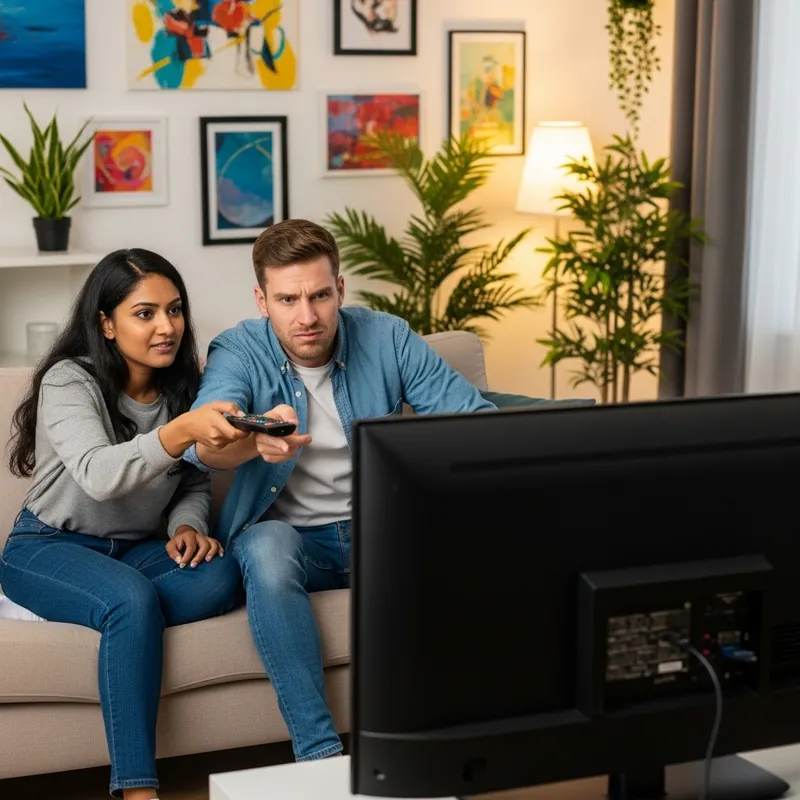 Intense TV Dispute Sparks Conflict in Contemporary Home