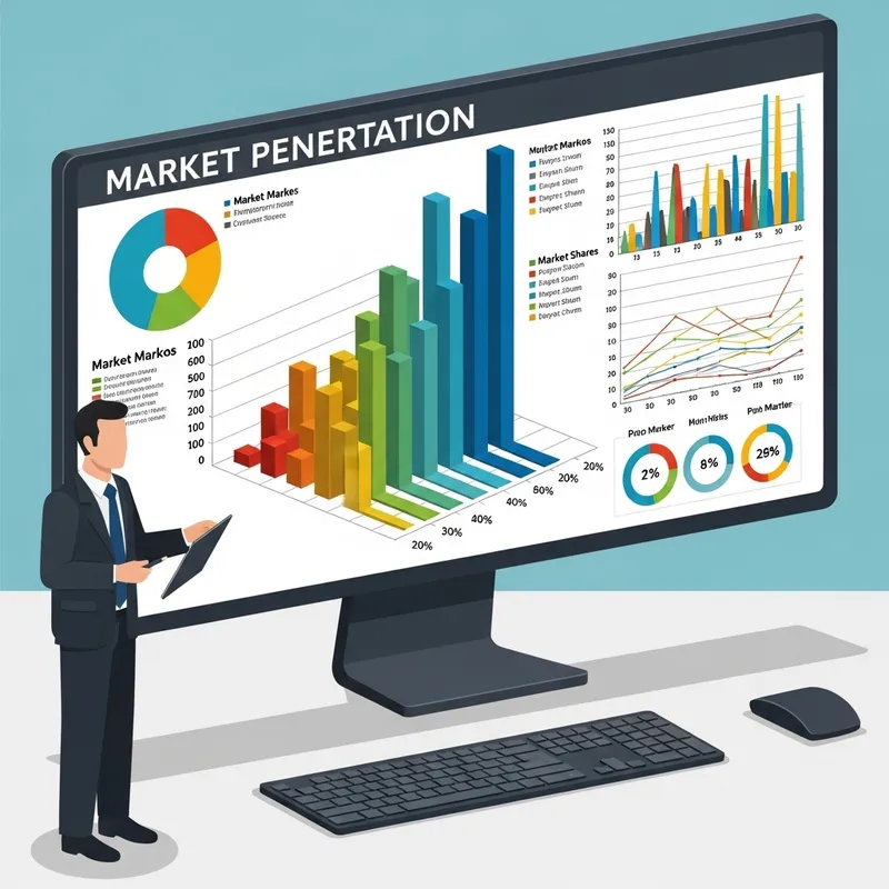 Market Penetration Data Visualization: Intricate 3D Graphs & Charts