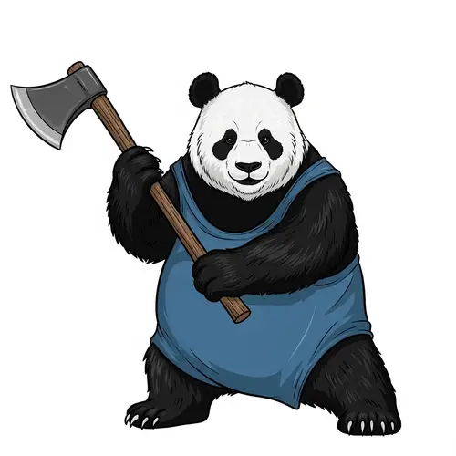 Panda Bear Wielding Axe - Stunning Image | Website Name