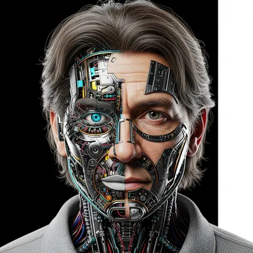 Fascinating Man-Machine Fusion | Black and White Portrait