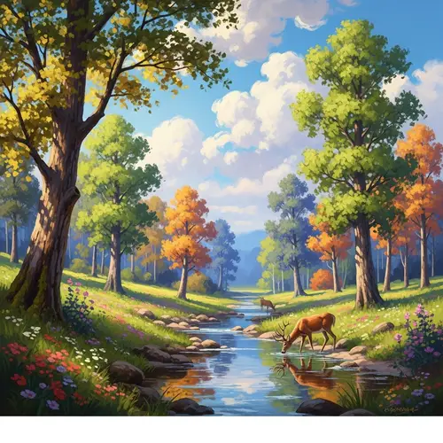 Impressionistic Nature: A Serene Landscape Scene