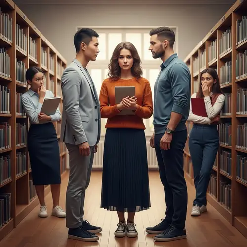 Library Love Triangle: Two Men, One Woman