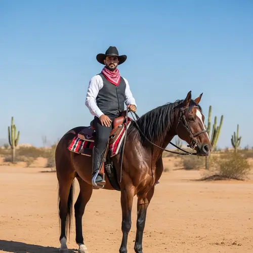 Middle-Eastern Cowboy on Majestic Horse - Desert Legacy