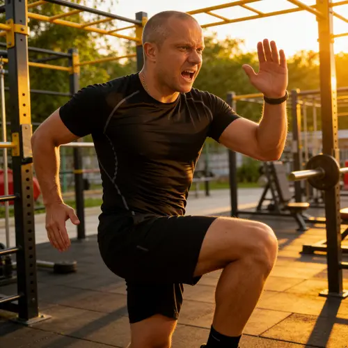 Intense HIIT Workout in Outdoor Fitness Area