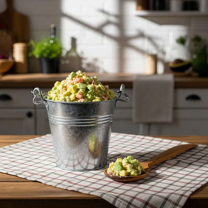 Delicious TikTok Avocado Salad Recipe in a Tin Bucket
