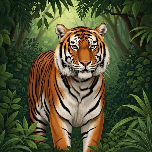 Majestic Tiger in Lush Jungle | Wildlife Photography