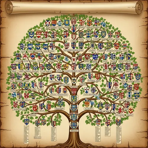 Detailed Genealogical Tree: Symbolic Family Connections