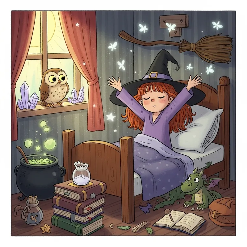 Childhood Witch Awakening - Enchanting Illustration Childhood Witch Awakening - Enchanting Illustration