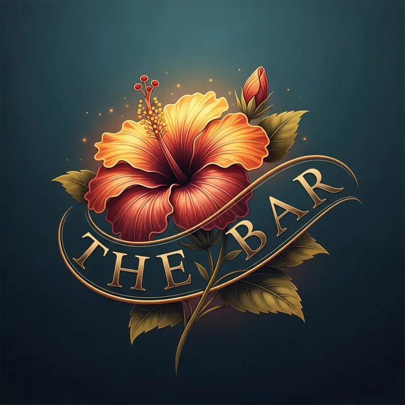 Original & Striking Hibiscus Flower Logo Design for The Bar