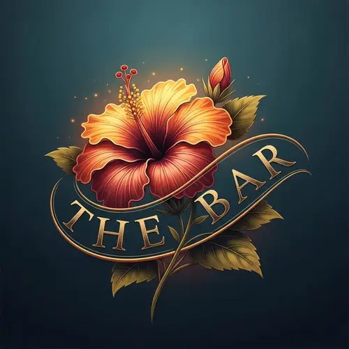 The Bar Logo Design with Hibiscus Flower | Warm & Welcoming