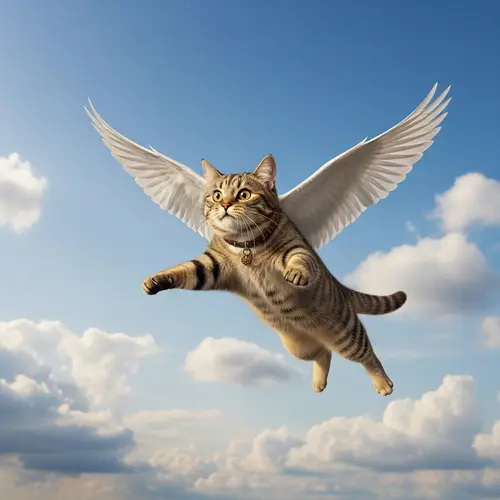 Flying House Cat: Whimsical Image of Surprising Feline Feat