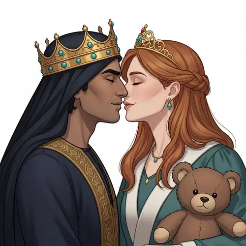 Middle-Eastern King & Red-Haired Queen Tender Moment