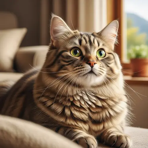 Medium-Sized Domestic Cat with Lush Fur and Inquisitive Eyes