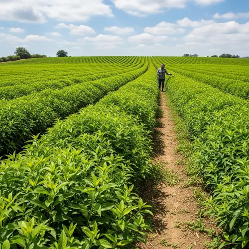 Tranquil Yerba Mate Field: Scenic Beauty Under Radiant Sun