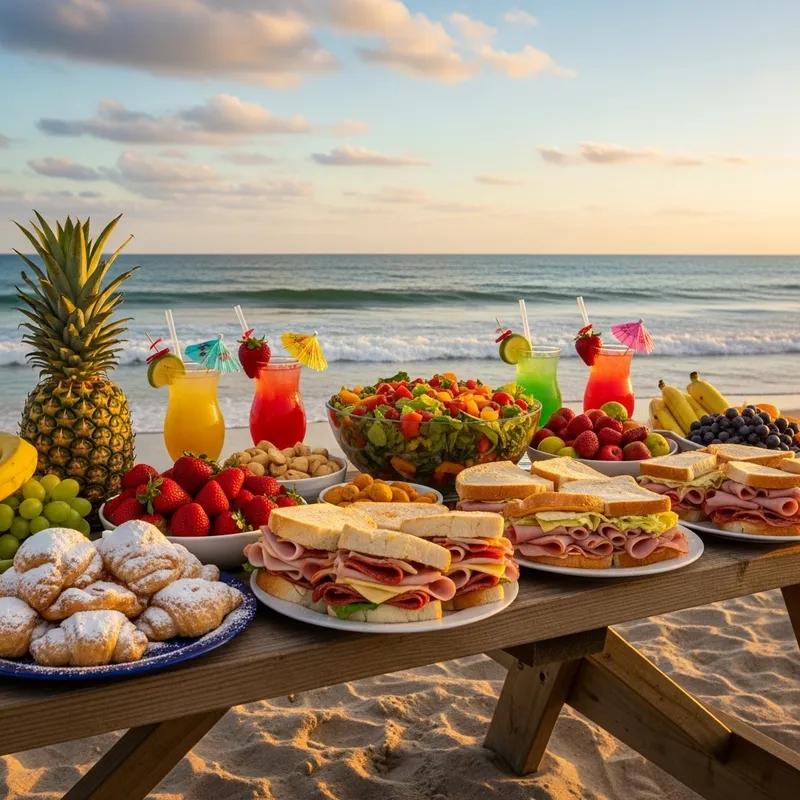 Delicious Beach Picnic with Fresh Food