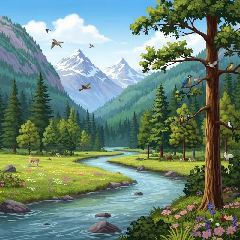 Captivating Nature Scene: River, Forest, Wildlife | Discover Earth's Beauty