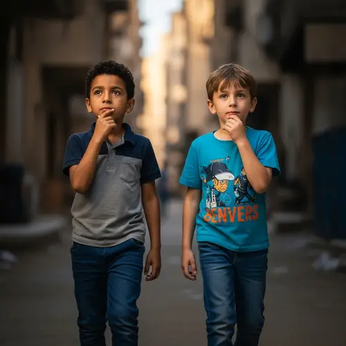 Enchanting Morning Stroll in Egypt by Hispanic and Caucasian Brothers