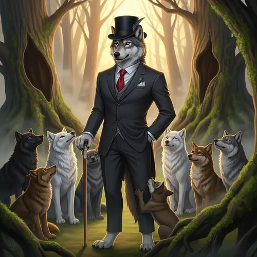 Dapper Sigma Wolf and His Pack