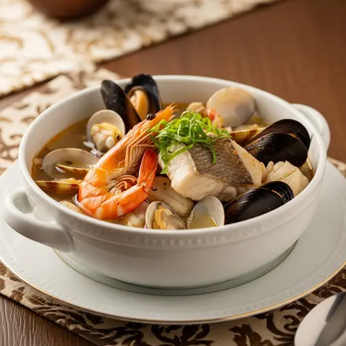 Delicious Seafood Soup - Fresh Shrimps, Clams & Mussels