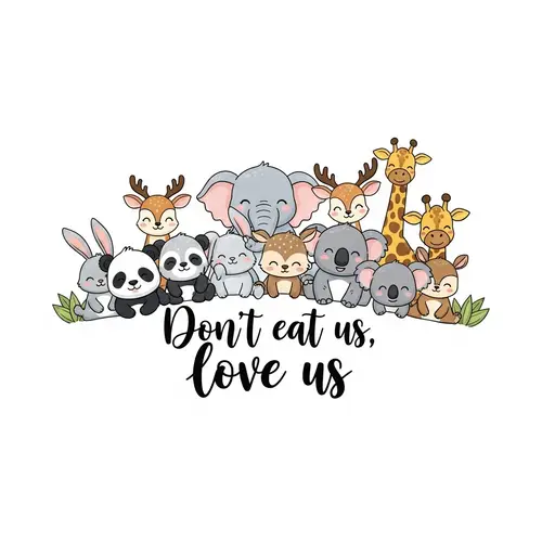 Adorable Animals T-shirt: Don't Eat Us, Love Us