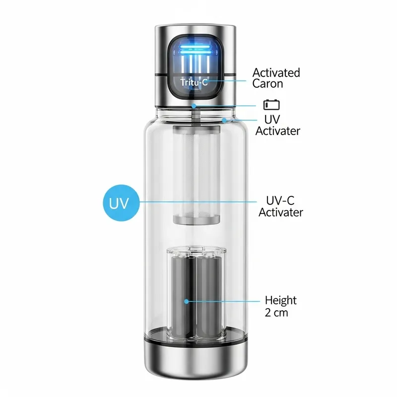 Sleek Modern Water Bottle with UV-C Purification