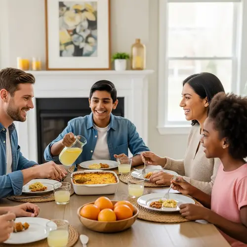 Multiracial Family Bonding Over Meal - Unity & Love