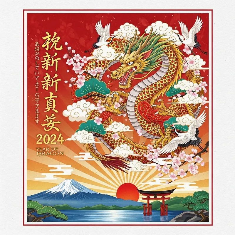 Design Year of the Dragon New Year 2024 Greeting Card