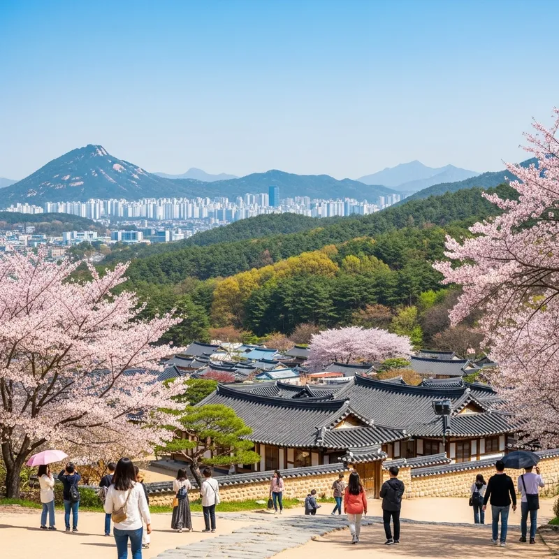 South Korea: Traditional Hanok Houses & Cherry Blossoms