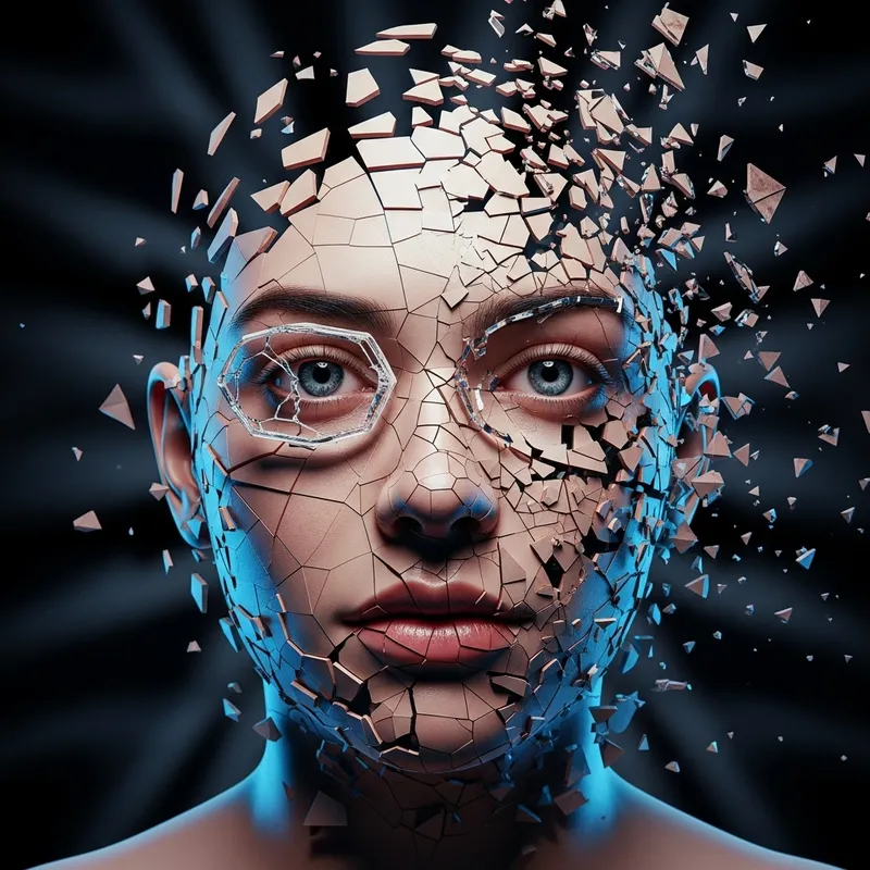 Distorted Human Face - Interference Art