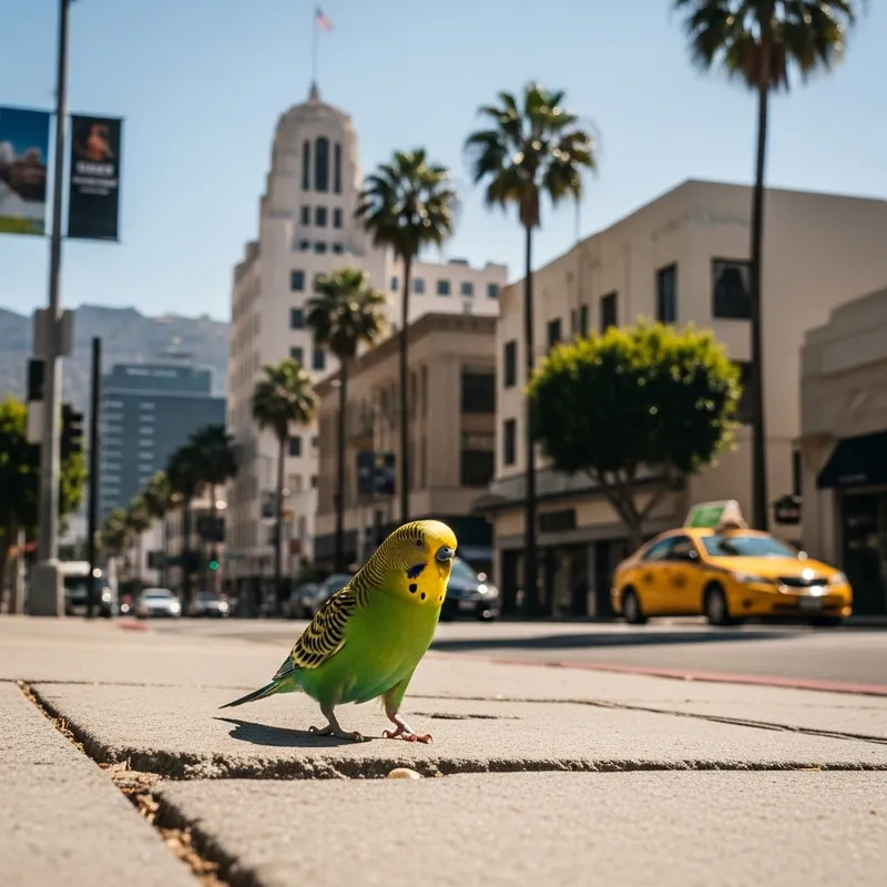 Parakeet Strolling the Streets of Los Angeles
