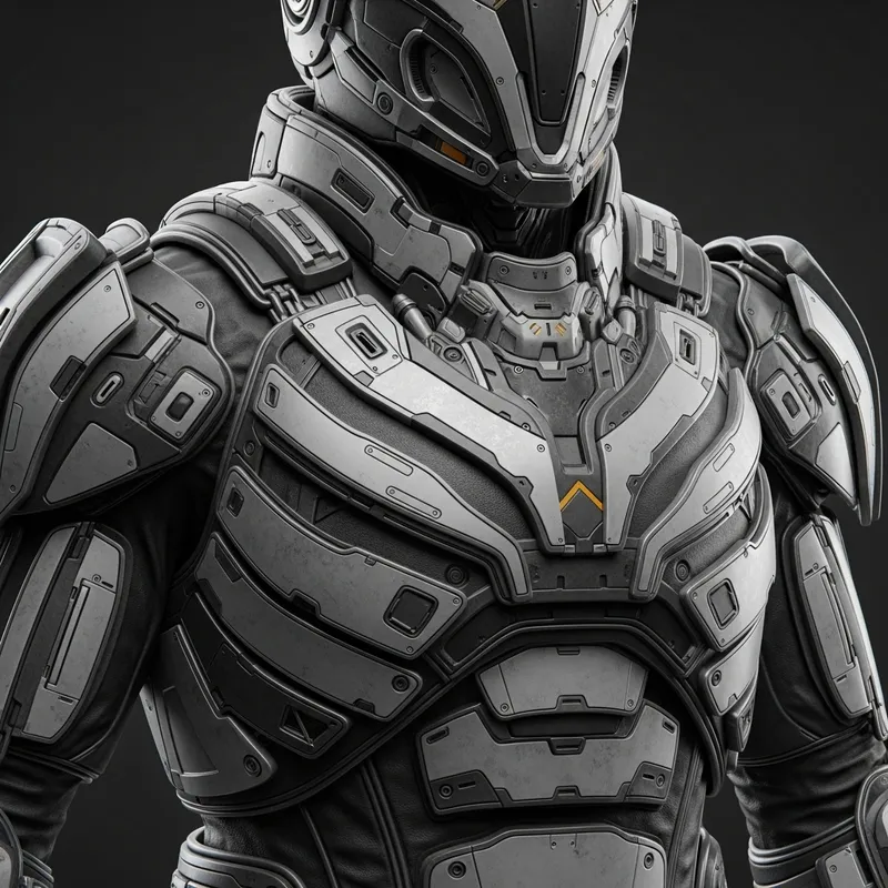 Futuristic Kevlar Armor Suit with High-Tech Lighting