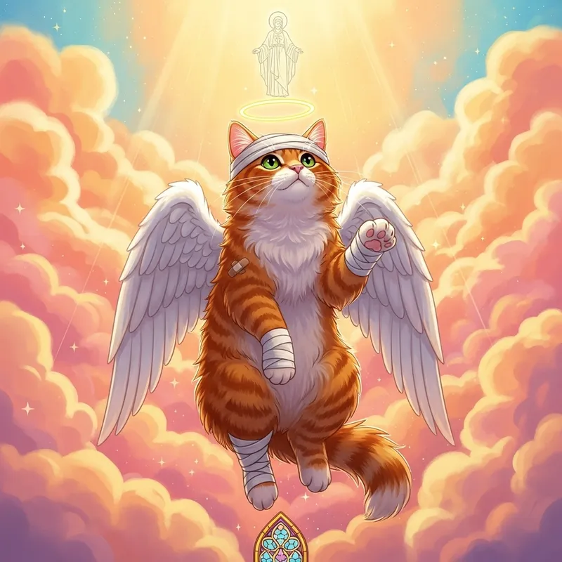 Red Cat with Angel Wings - Heavenly Saint Transformation