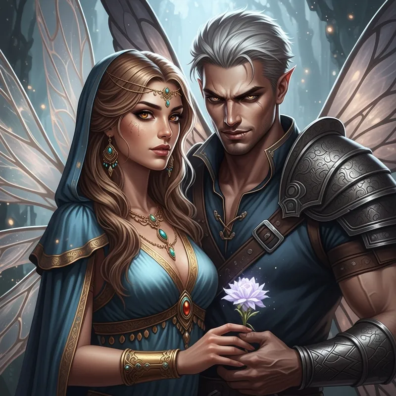 Enchanting Fantasy Scene: Fairy Wings & Romance