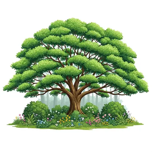 Serene Beauty of Nature: Towering Tree and Lush Undergrowth