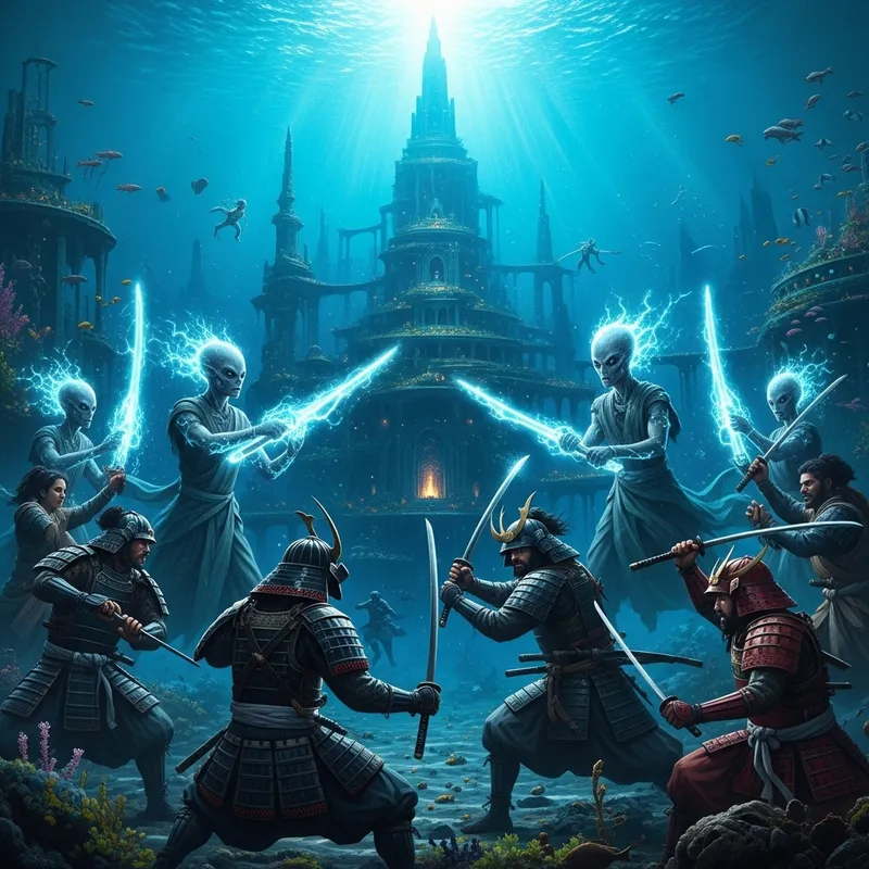 Samurai Warriors Clash with Aliens in Sunken Atlantis