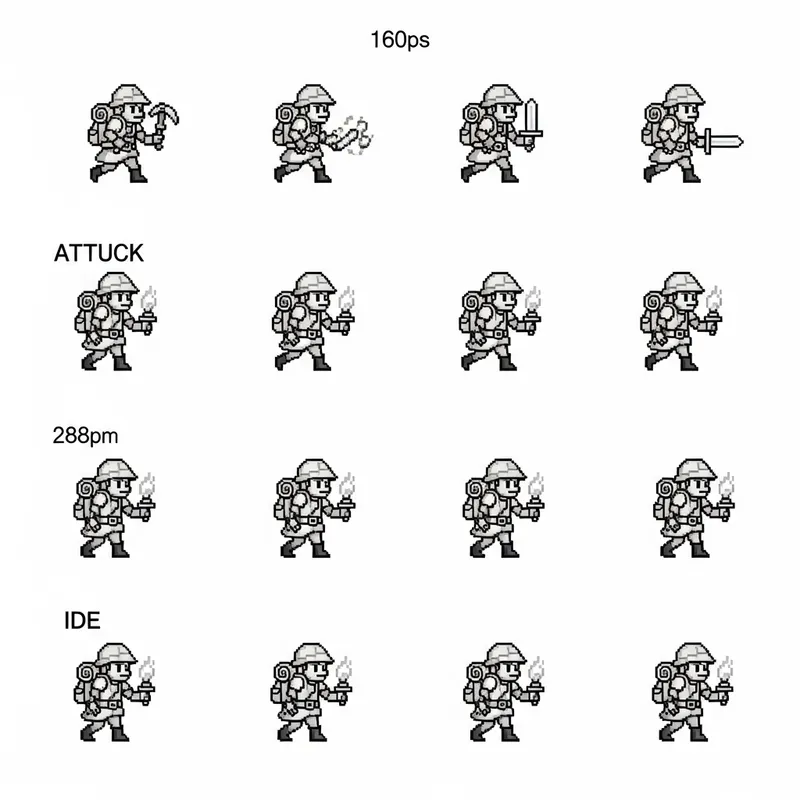 Pixel Art Sprite Sheet for RPG Characters