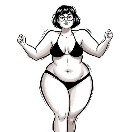 Color Art: Tall Woman in Bikini with Active Pose