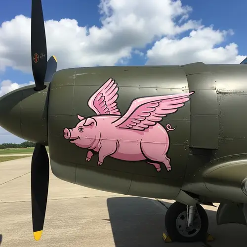 World War 2 Flying Pig Nose Art Illustration