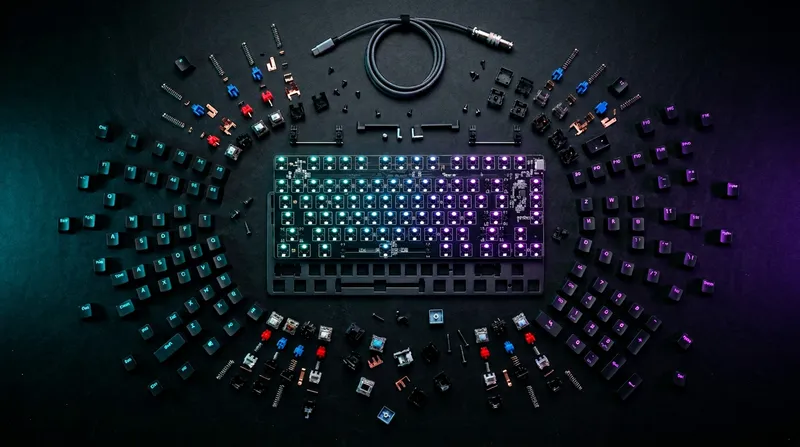 Disassembled Mechanical Gaming Keyboard Photography