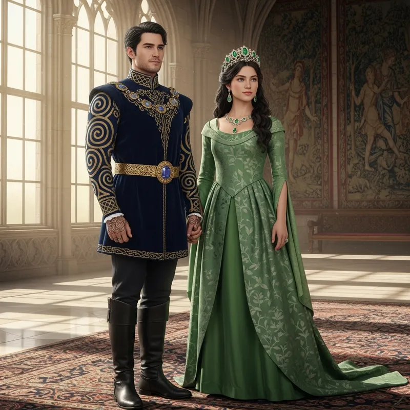 Royal Prince and Green Princess - Nobility and Grace in a Royal Setting