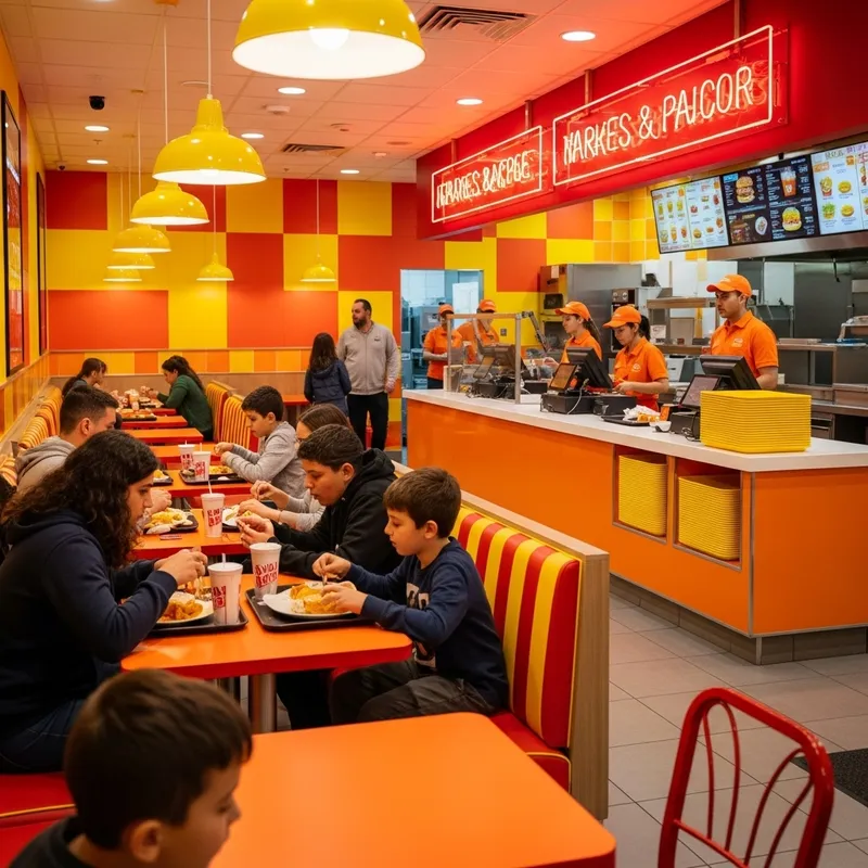 Colorful Fast Food Spot | Orange, Red, Yellow Palette