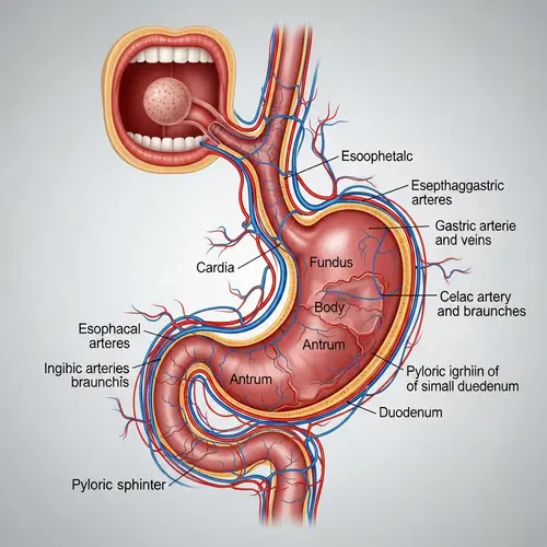 Food Bolus Journey: Mouth to Stomach Scientific Illustration