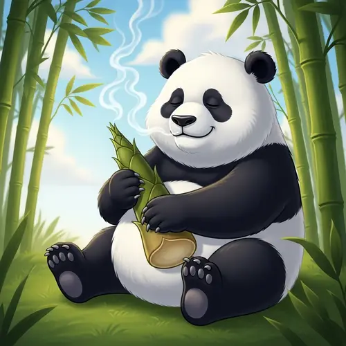 Blissful Panda in Bamboo Grove | Relaxing Scene with Mysterious Substance