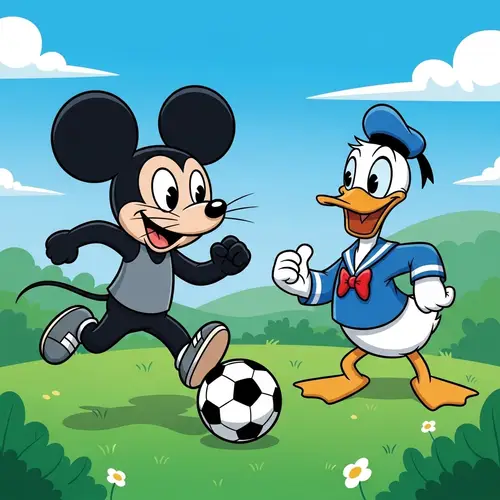Cute Mickey Mouse and Duck Playing Football | Fun Game