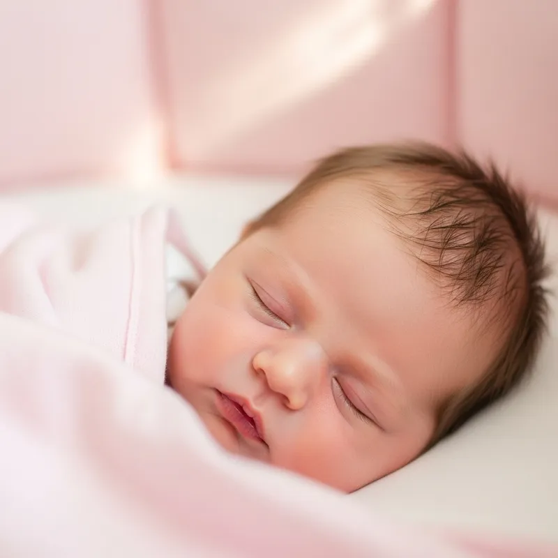 Caucasian Newborn Baby Girl in Serene Slumber
