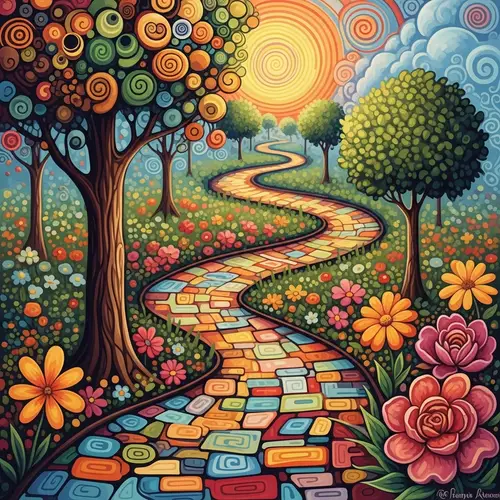 Path of Abundance - Vibrant Colors & Nature Elements