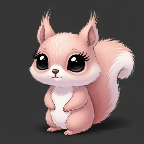 Adorable Bear-Squirrel Hybrid Character with Pale Pink Shade