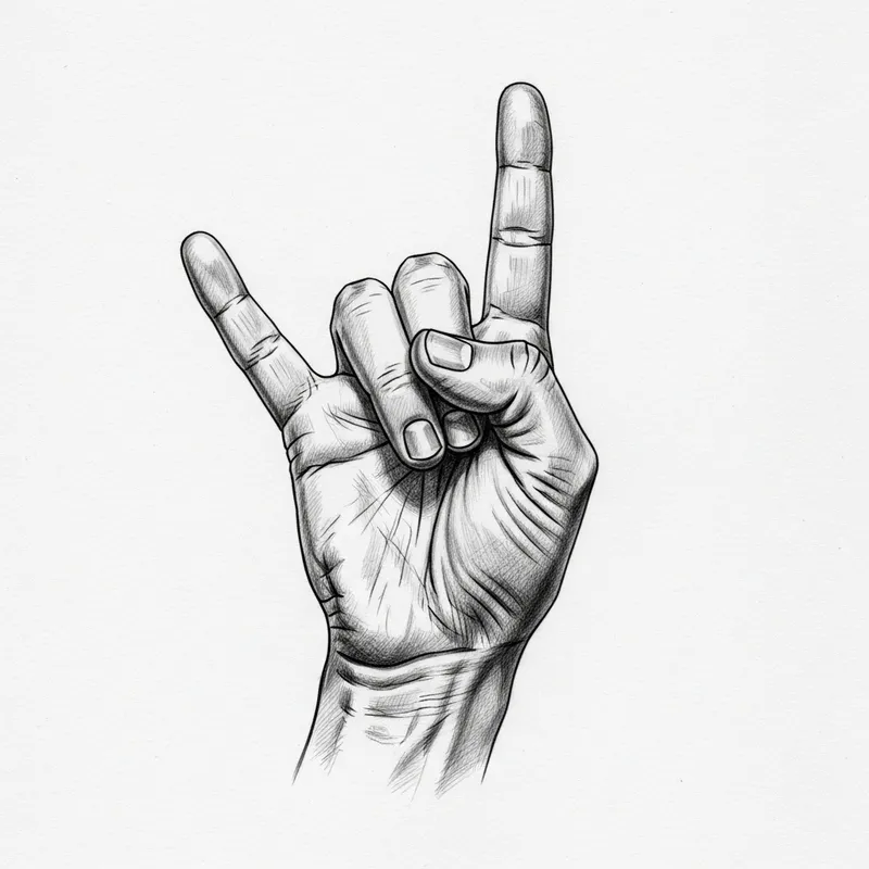 Pencil Sketch of I Love You in BSL