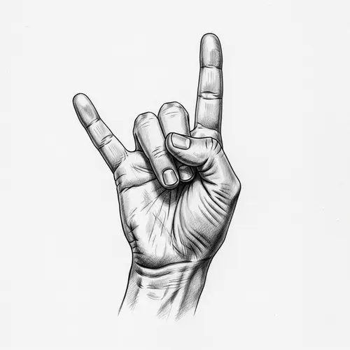 Pencil Sketch of I Love You in BSL