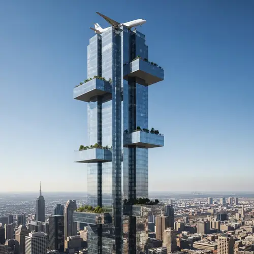 Future Skyscraper Design with Flight Parking | Innovative Urban Architecture